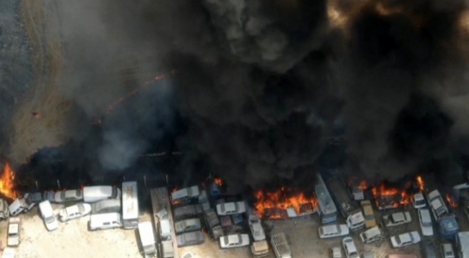 Kahramanmaraş'ta otoparktaki 71 araç yandı