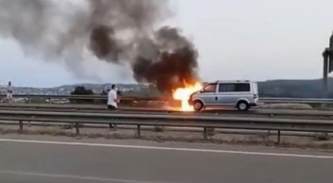 Bursa'da otobanda cayır cayır yandı