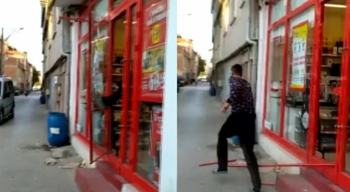 Markete kitlediler camı kırıp kaçtı