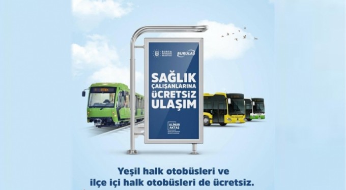 Bursa'da sağlıkçılara ulaşım ücretsiz