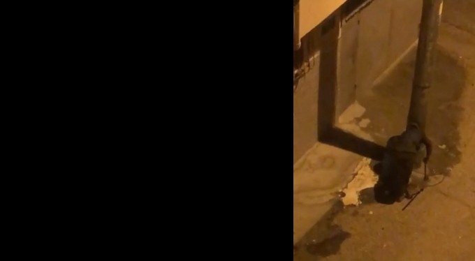 Makasla kesti, çöp kovalarını böyle çalmaya kalkıştı