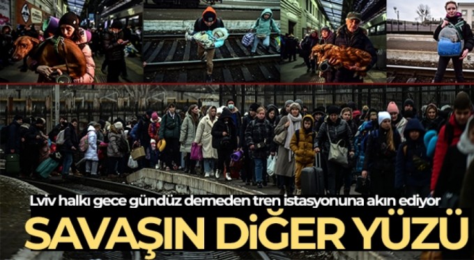 Gecesiyle gündüzüyle Lviv tren istasyonu