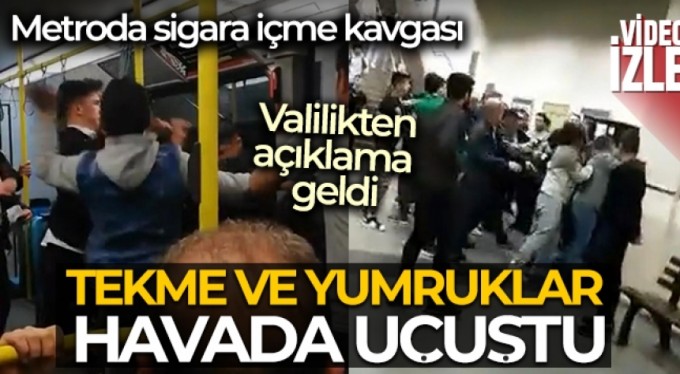 Bursa'da tekme tokatlı metroda sigara içme kavgası kameralarda