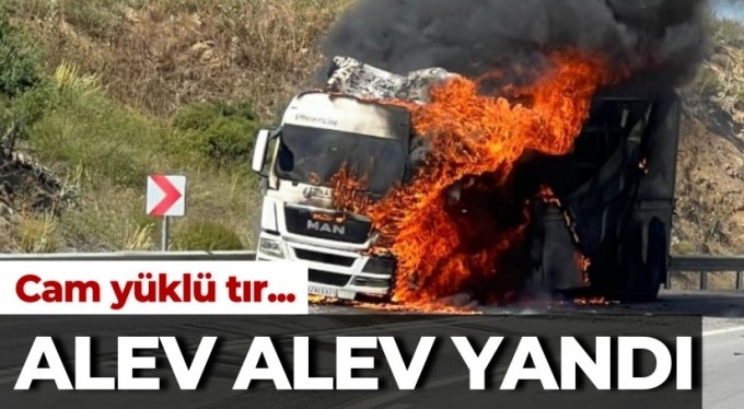 Bursa'da cam yüklü tır alev alev yandı