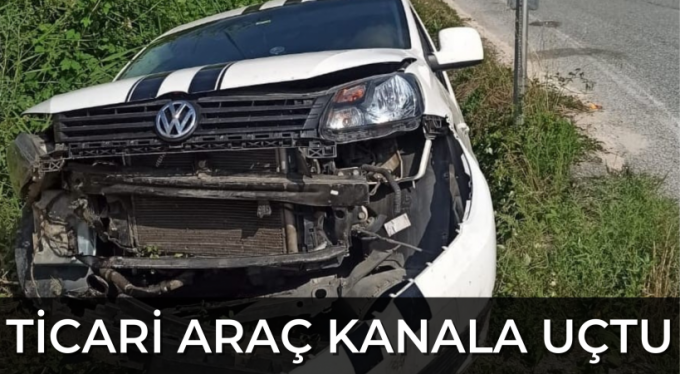 Hafif ticari araç kanala uçtu: 5 yaralı