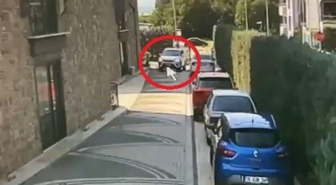 Ezdiği köpeğe aldırış etmeden aracını park edip gitti