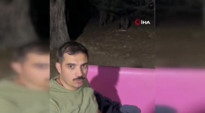 Uludağ'da bahçesine gelen ayıyla konuştu, o anlar kameralarda