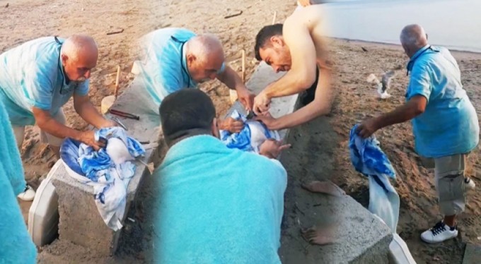 Bursa'da misinaya takılan martı özgürlüğüne böyle kavuştu