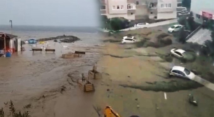 Bursa'da sel hayatı felç etti! Mudanya yine sular altında