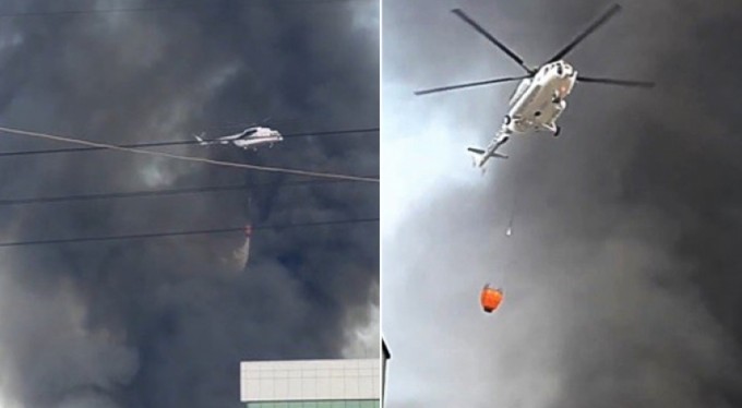 Bursa'da yangın söndürme helikopterleri o fabrikaya sorti yapıyor