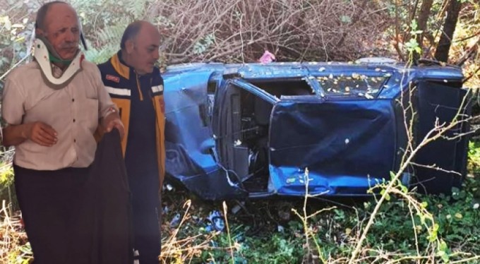 Bursa'da inanılmaz kurtuluş! Uçuruma yuvarlanan otomobilden sağ çıktı
