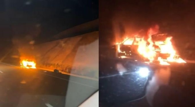 Bursa'da seyir halindeki otomobil alev topuna döndü!