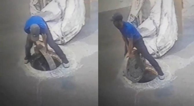 Bursa'da kağıt toplayan kişi, 120 kiloluk rögar kapağını çalmaya çalıştı!