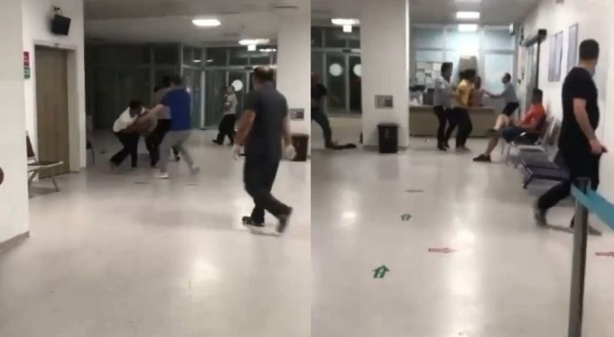 Bursa'da hastanede tekme ve yumruklar havada uçuştu!