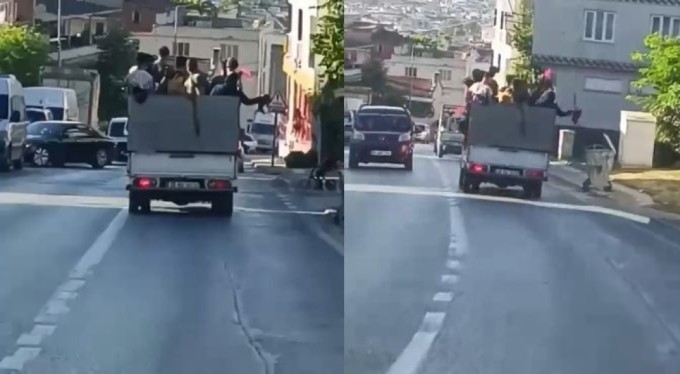 Bursa'da tehlikeli düğün konvoyu amatör kameraya yansıdı!