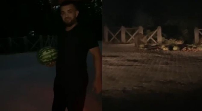 Uludağ'ın meşhur ayı ailesine karpuz festivali düzenledi