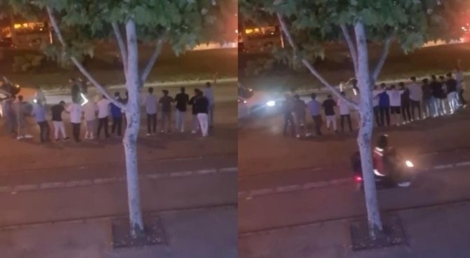 Bursa'da trafiği kesip halaya durdular, polis sirenini görünce böyle kaçtılar