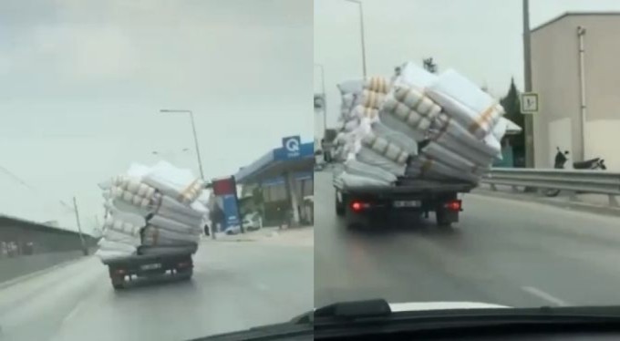 Bursa'da tehlikeli taşımacılık! Trafiği tehlikeye attı