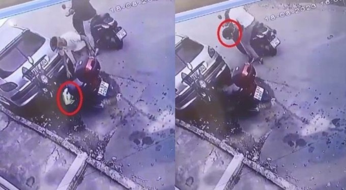 Motosikletle gelip motosiklet kaskı çaldılar