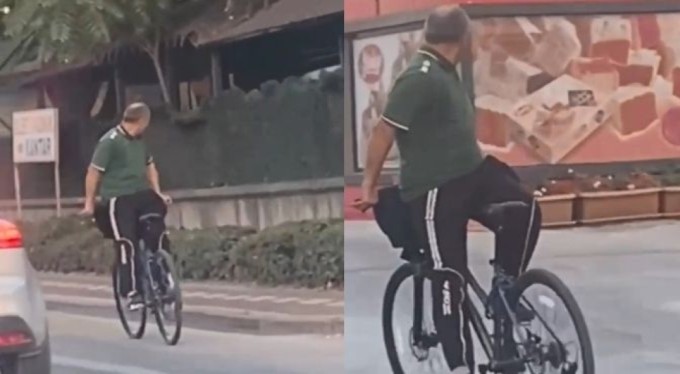 Bursa'da bisikletine ters binerek ilerledi! Gören şaşkına döndü