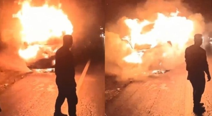 Bursa'da seyir halindeki kamyonet alev topuna döndü