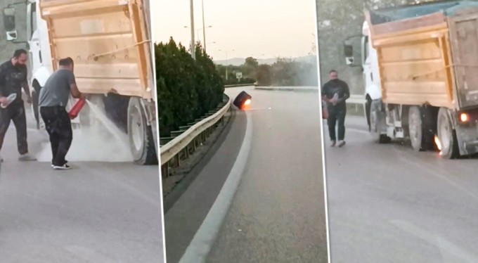 Bursa'da facia teğet geçti! Seyir halindeki kamyonun tekerleği uçunca...