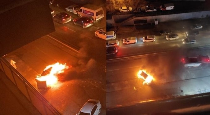 Bursa'da seyir halindeki araç alev alev yandı!