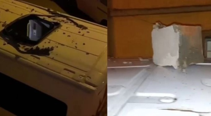 Bursa'daki fırtınada servis minibüsünün içine evin bacası düştü!