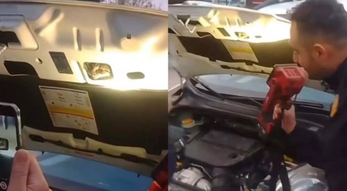 Bursa'da kaputa giren kediyi itfaiye ekipleri kurtardı