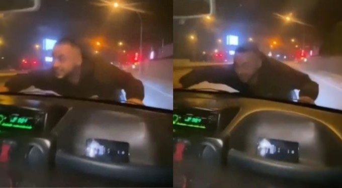 Bursa'da aracın kaputuna çıktı ölümle dans etti!