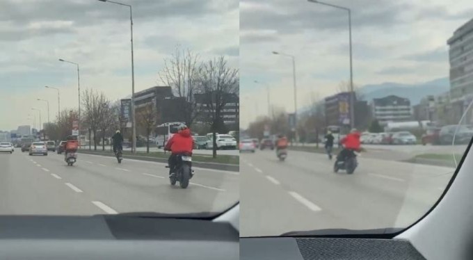 Bursa'da trafikte motosikletli gençlerden tehlikeli hareketler!