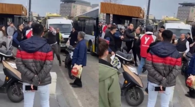 Bursa'da halk otobüsü ile motosiklet sürücüsünün yumruklu kavgası!