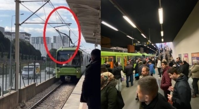 Bursa'da metronun teline takılan poşet seferlerin durmasına sebep oldu!
