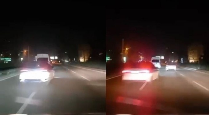 Görüntüler filmden değil! Bursa'da 5 araç akan trafikte yarış yaptı!