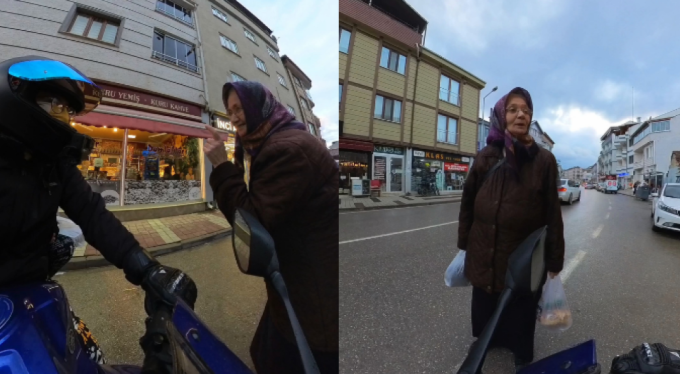 Bursa'da yaşlı kadınla motosikletli gençlerin diyalogu gülümsetti