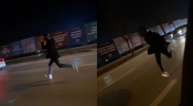 Bursa'da hayali motosikleti ile yola atlayıp araç solladı!