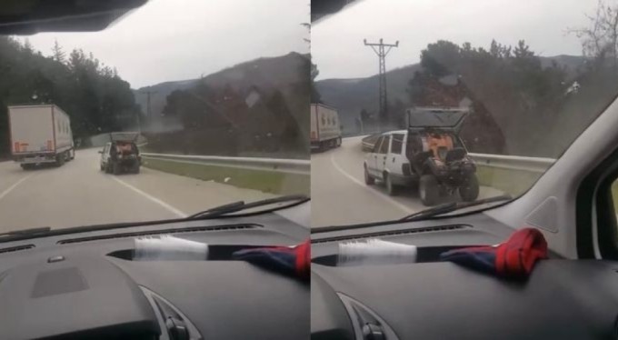 Bursa'da akıl almaz taşımacılık! Trafiği tehlikeye soktu
