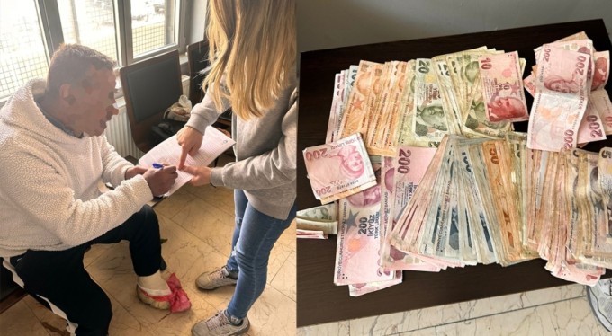 'Hastaneye gideceğim' diyerek dilenen şahsın üzerinden 23 bin lira çıktı