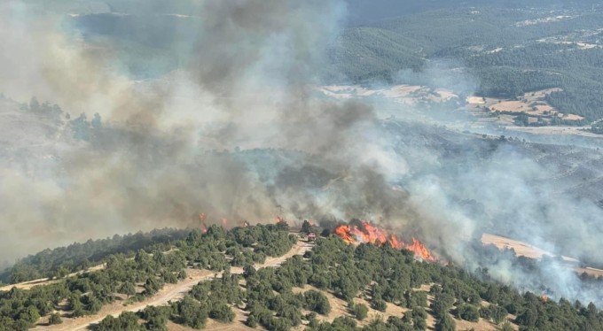 Bursa'daki orman yangınına havadan müdahale sürüyor