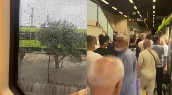 Bursa'da sağanak yağış metro seferlerini de durdurdu, raylar şelaleye döndü