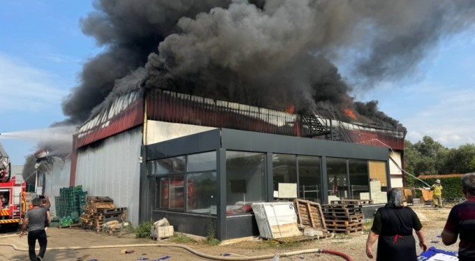 Bursa'da soğuk hava deposu alev alev yandı