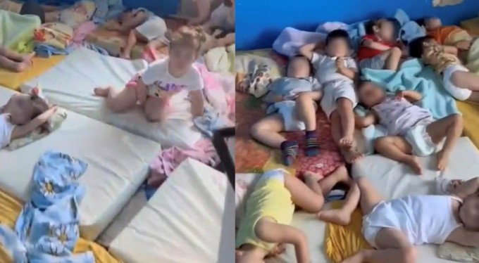 Anaokulunda şok görüntüler! Bakımsız ortamda üst üste yatırıldılar