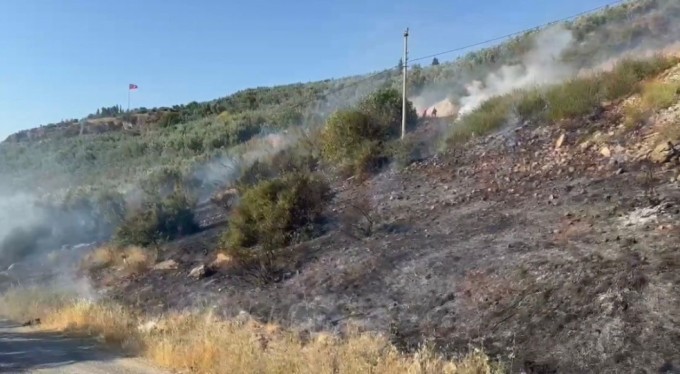 Bursa'da çıkan yangın ormanlık alana sıçramadan söndürüldü