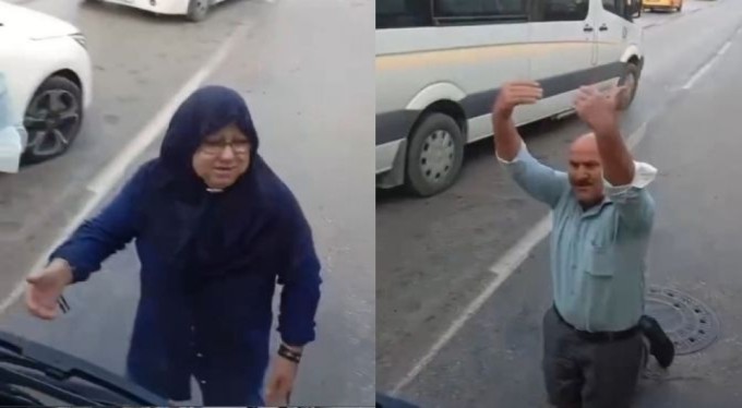 Bursa'da engelli oğlunu bindirmek için otobüsün önüne yattı