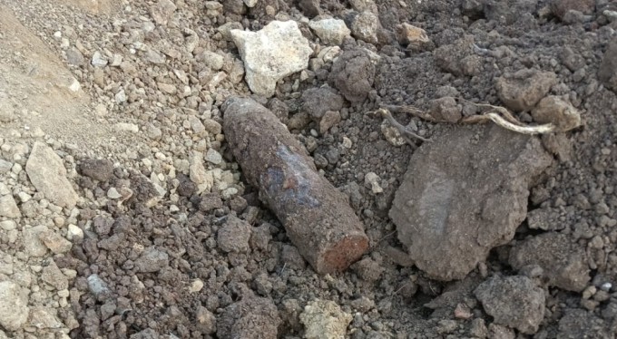 Bursa'da kazı sırasında top mermisi bulundu
