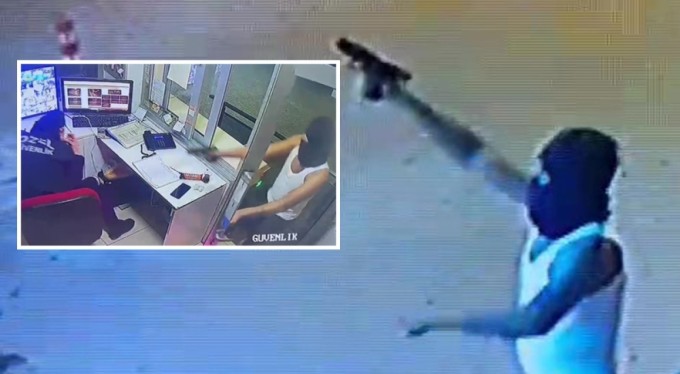 Kadın güvenlik görevlisinin yaşadığı dehşet anları kamerada