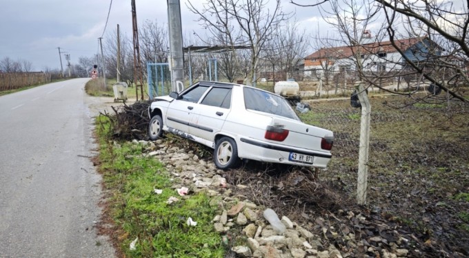 Kontrolden çıkan otomobil direğe çarptı: 2 yaralı