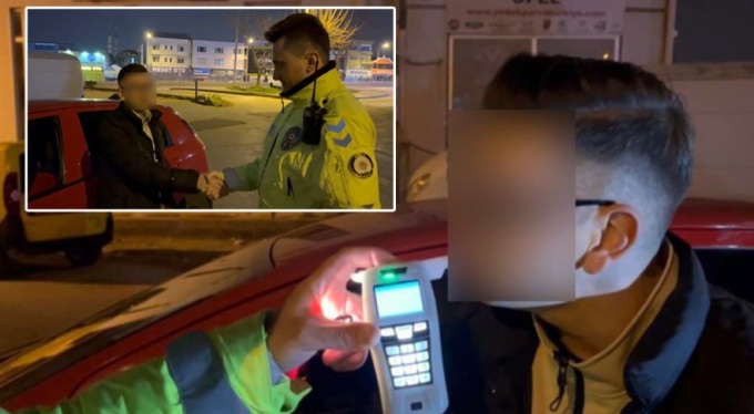 Bursa'da 0,50 promil ile sınırda kalan taksiciye polisten ehliyet şakası