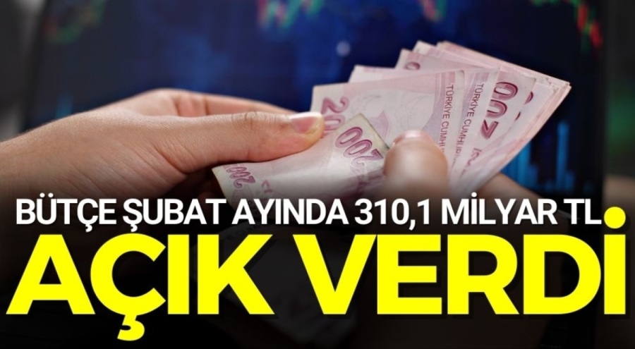 Bütçe Şubat ayında 310,1 milyar TL açık verdi