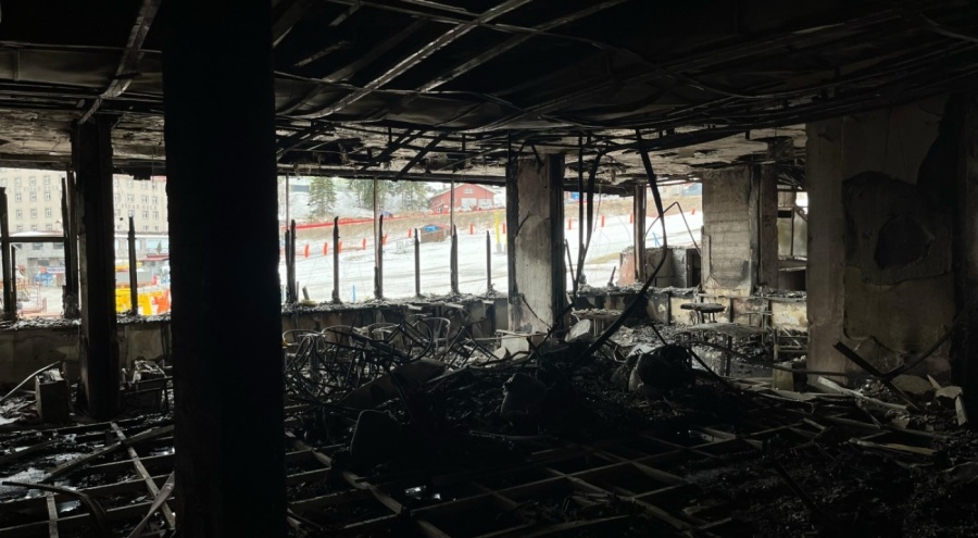 Uludağ'da yanan otelin içi böyle görüntülendi